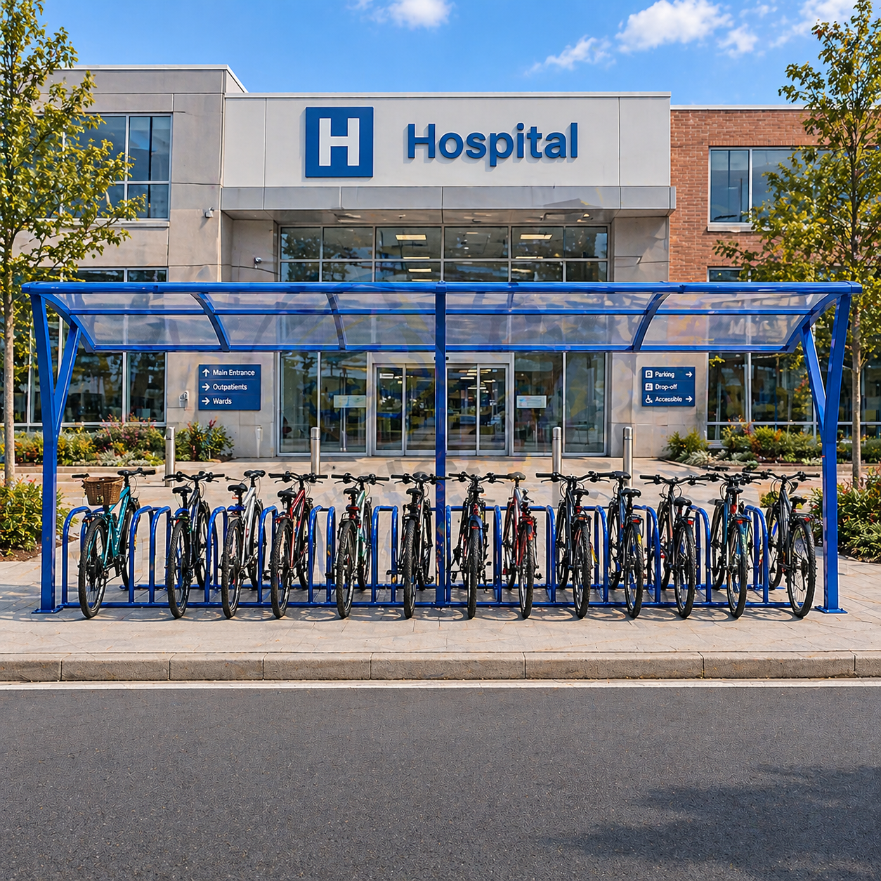 Outdoor 20 Bike Shelter – Heavy Duty Steel Cycle Rack with Clear Roof Cover