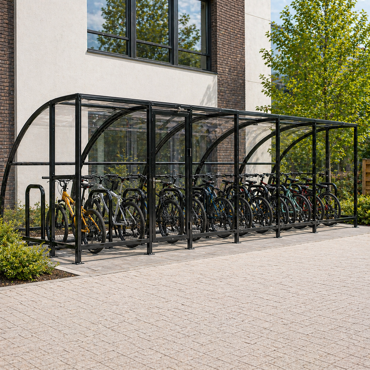 14 Bike Extended Front Cycle Shelter – Heavy Duty Galvanised Steel Covered Bicycle Storage