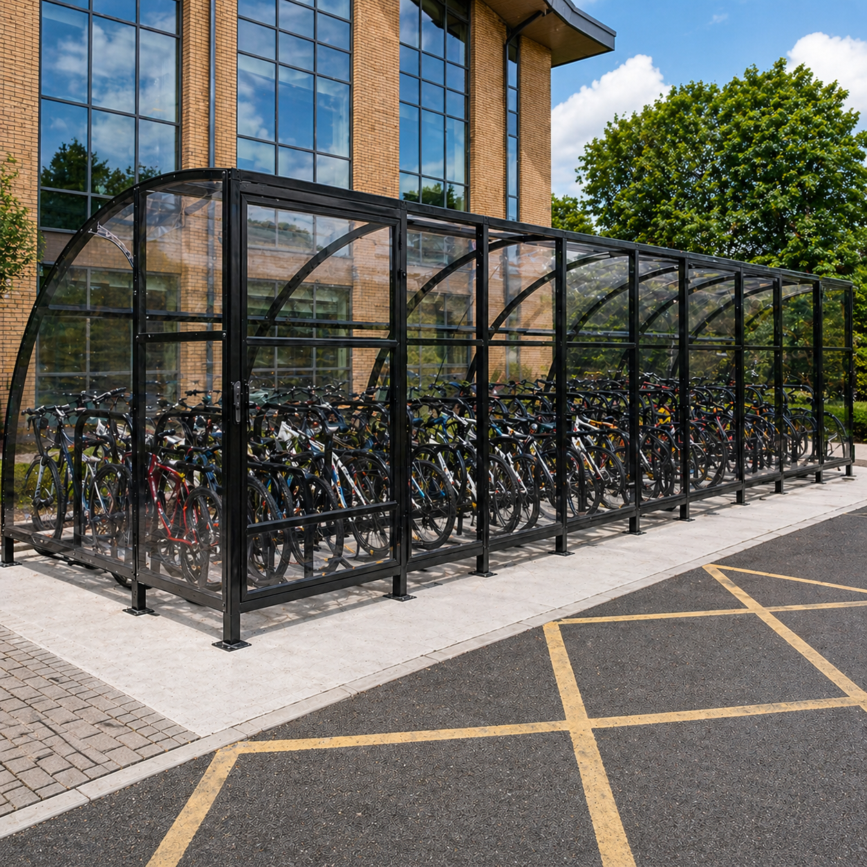 30 Bike Extended Front Cycle Shelter – Commercial Grade Galvanised Steel Covered Bike Store