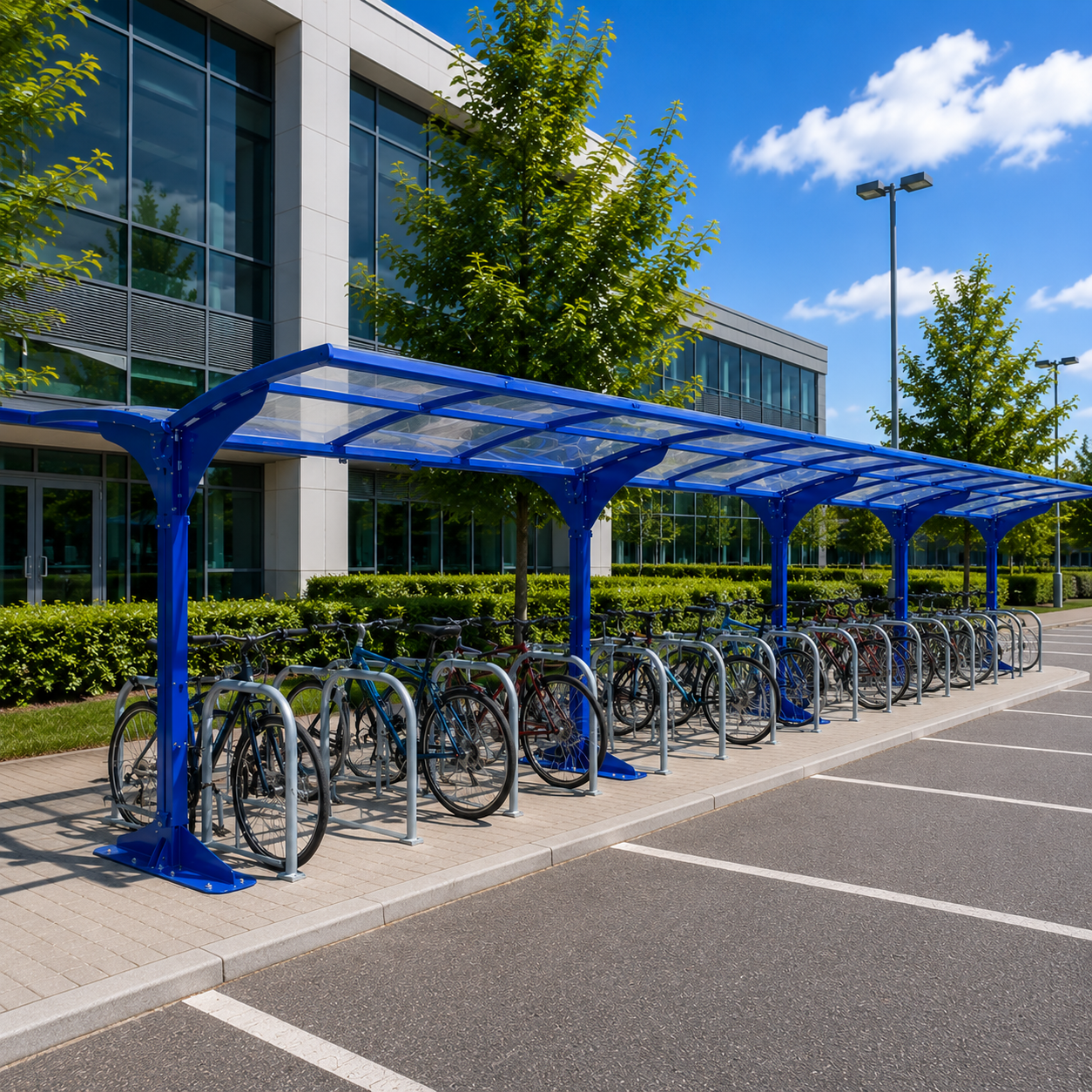 Commercial 20 Bicycle Parking Shelter – Double-Sided Steel Cantilever Cycle Canopy