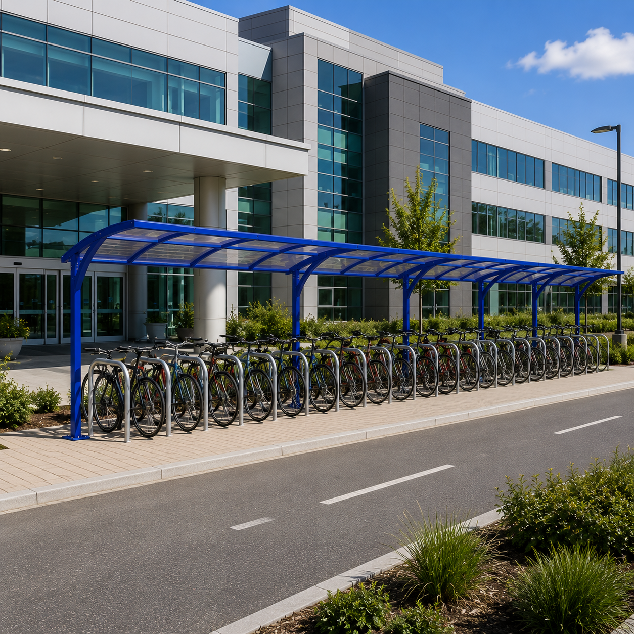 Commercial 30 Bicycle Parking Shelter – Steel Cantilever Outdoor Cycle Canopy