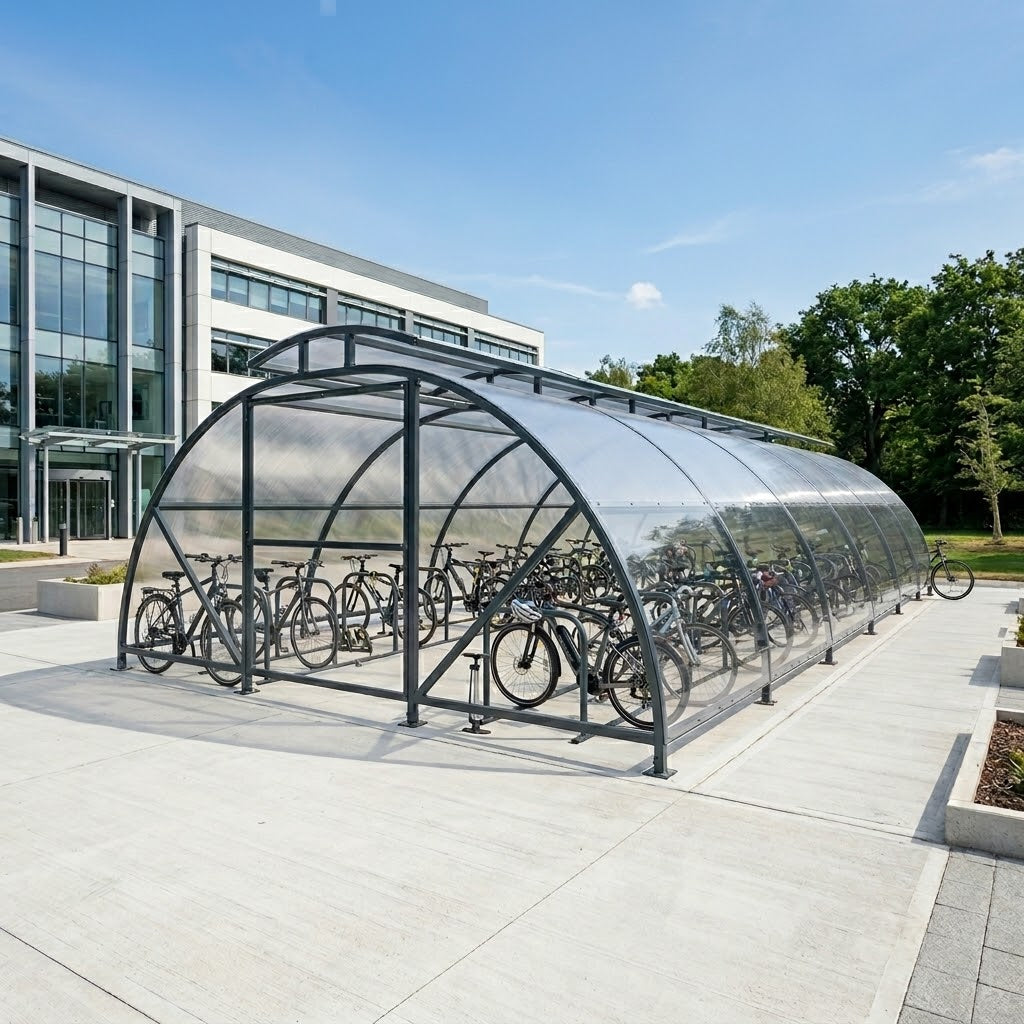 Commercial 88-Bike Secure Vented Cycle Compound Shelter