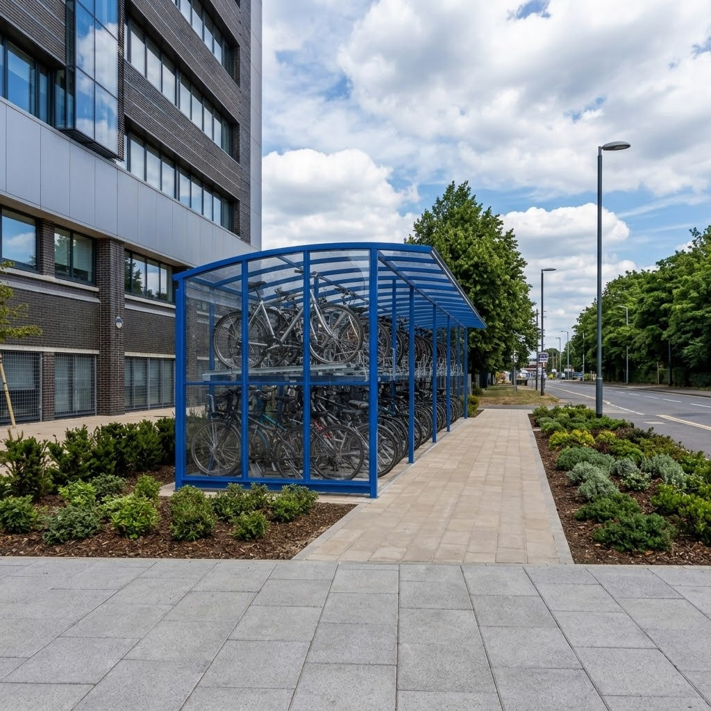 Commercial Two-Tier Cycle Parking Shelter – 40 Bike Capacity