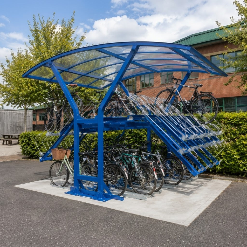 Double-Sided Two-Tier Cycle Rack – High-Capacity Galvanised Steel Bike Storage System