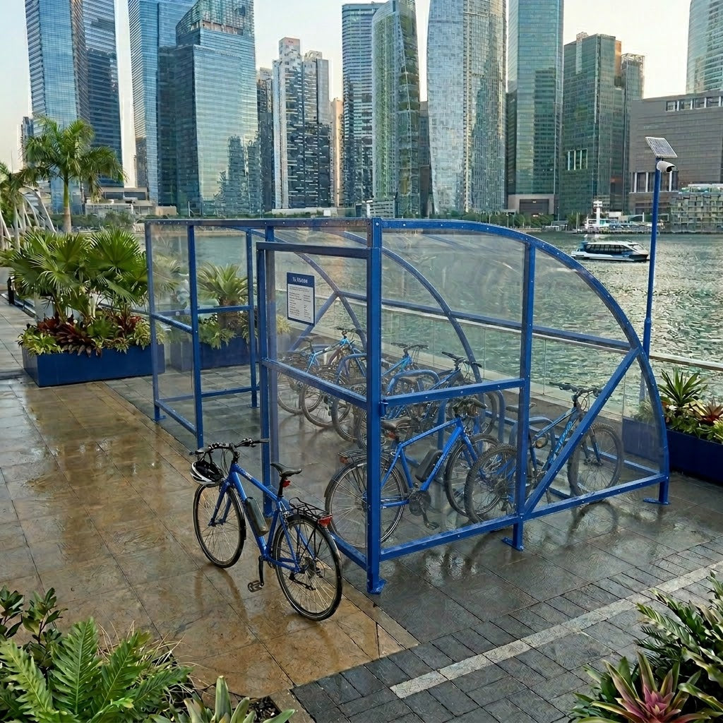 Extended Front Cycle Shelter for 10 Bikes - Secure Bicycle Parking