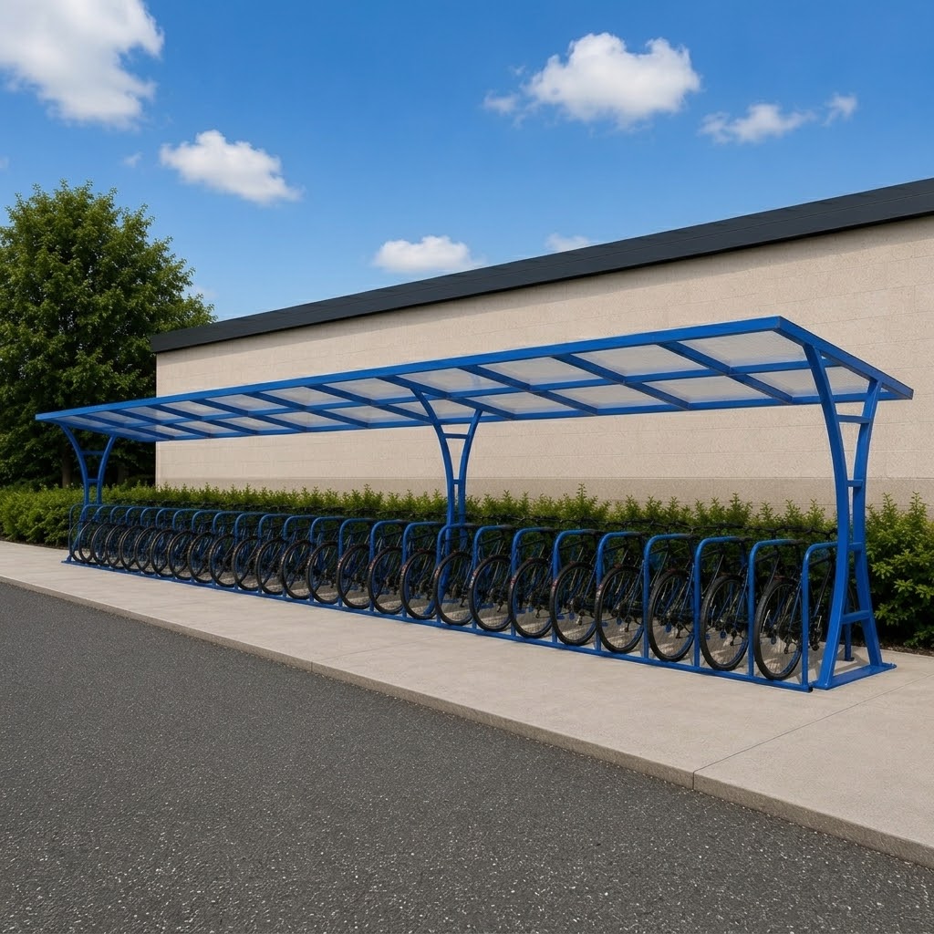 Galvanised 30 Bike Parking Shelter – Single-Sided Outdoor Cycle Storage Unit