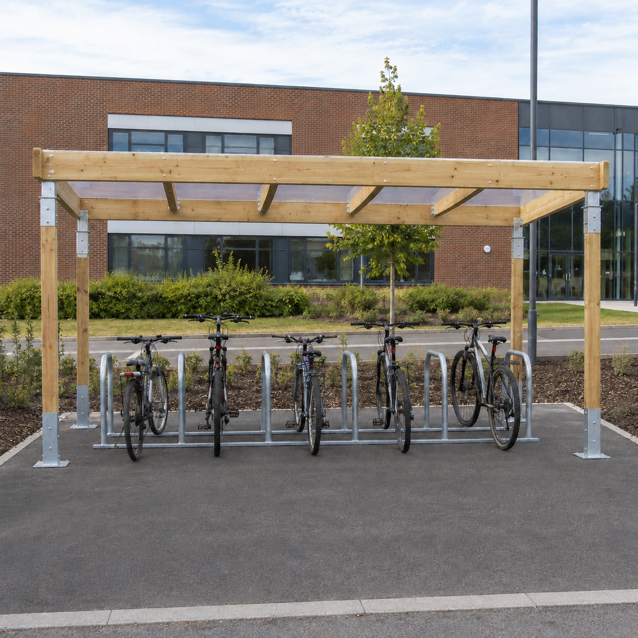 Heavy-Duty 10 Bike Covered Cycle Parking Shelter with Galvanised Rack System – Outdoor Bicycle Storage for Schools, Offices & Public Spaces