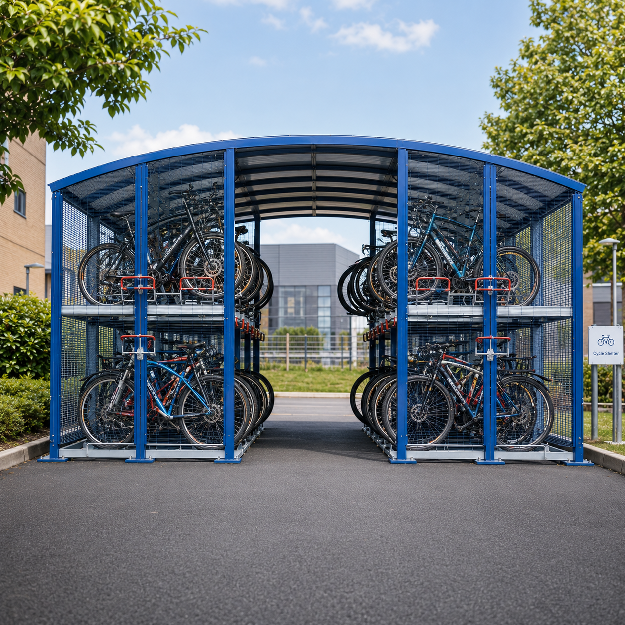 Heavy Duty 120 Bike Double Tier Cycle Parking Shelter