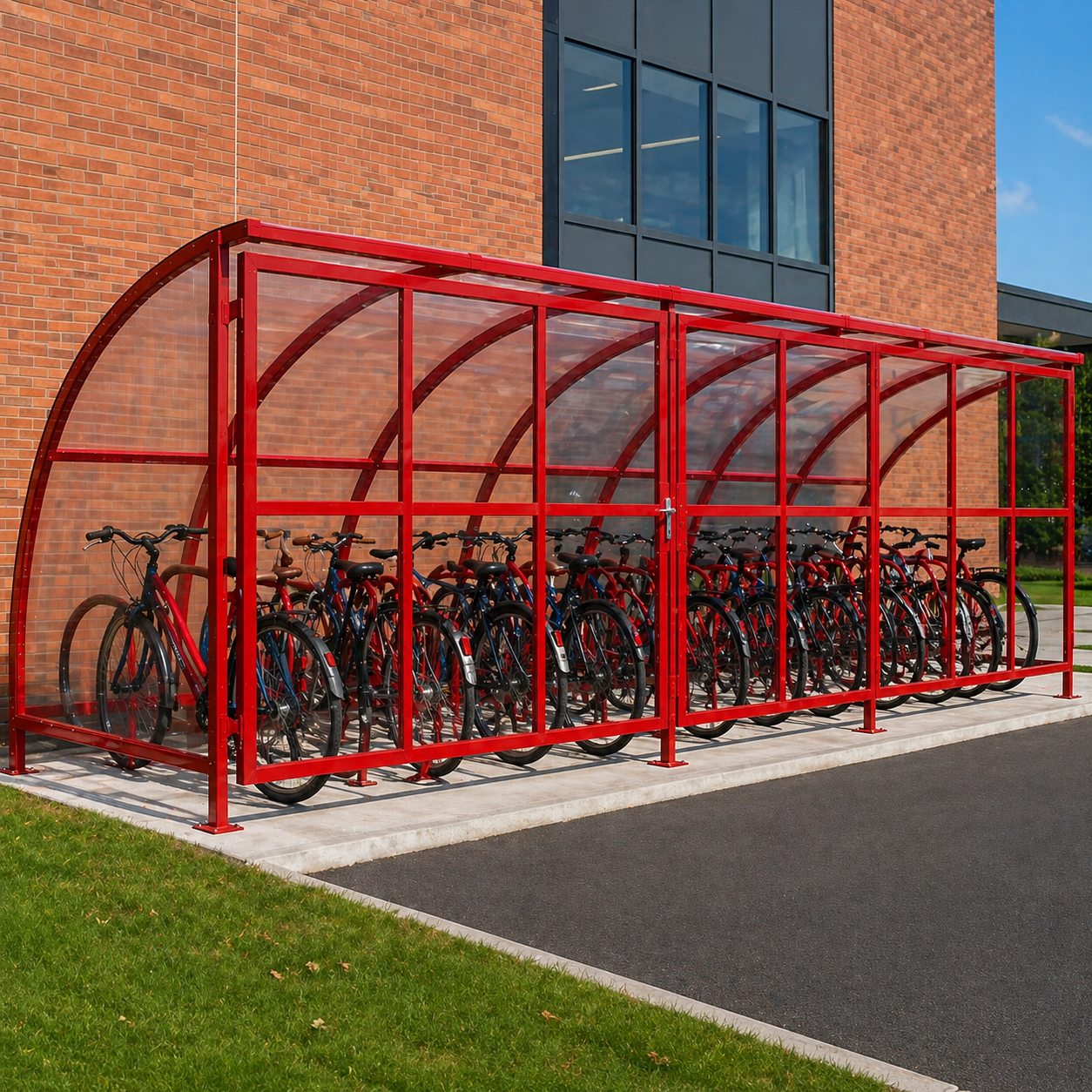 Heavy Duty 14 Bike Lockable Storage Shelter – Secure Outdoor Cycle Compound with Steel Frame & Clear Panels
