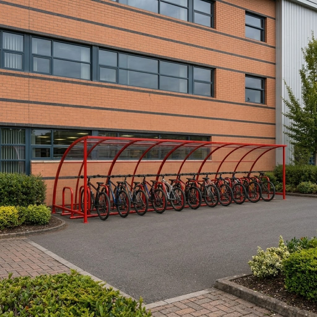 Heavy Duty 14 Bike Shelter – Galvanised Steel Outdoor Cycle Storage Canopy (Modular Design)