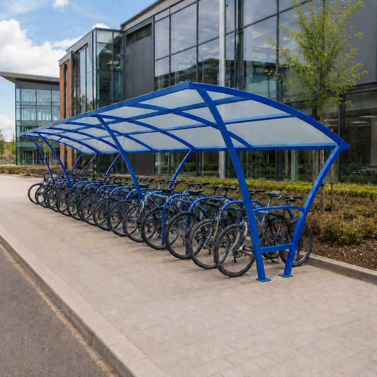 Heavy Duty 24 Cycle Bike Shelter – Steel Covered Bicycle Storage Shelter for Schools & Commercial Areas