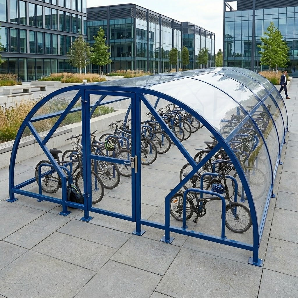 Heavy Duty 28 Cycle Bike Shelter – Secure Covered Bicycle Storage Shelter for Schools, Commercial & Public Areas