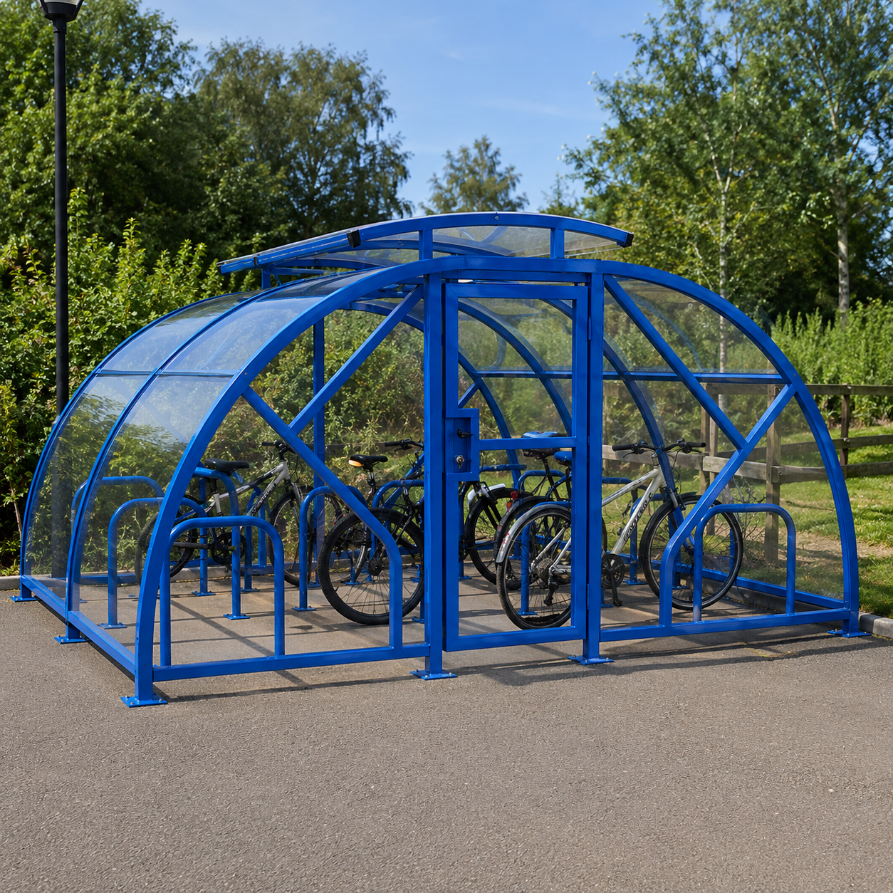 Heavy Duty 28 Cycle Bike Shelter with Vented Roof – Secure Covered Bicycle Storage Shelter for Schools & Commercial Areas