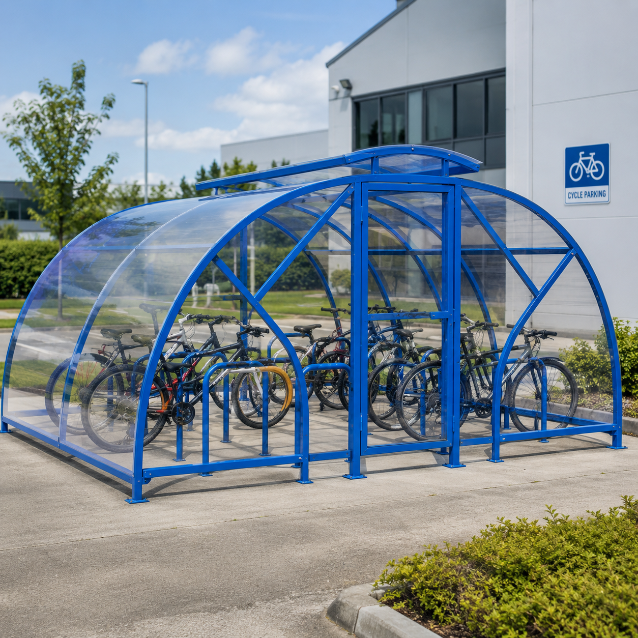Heavy Duty 40 Cycle Bike Shelter with Vented Roof – Secure Covered Bicycle Storage Shelter for Commercial & Public Areas