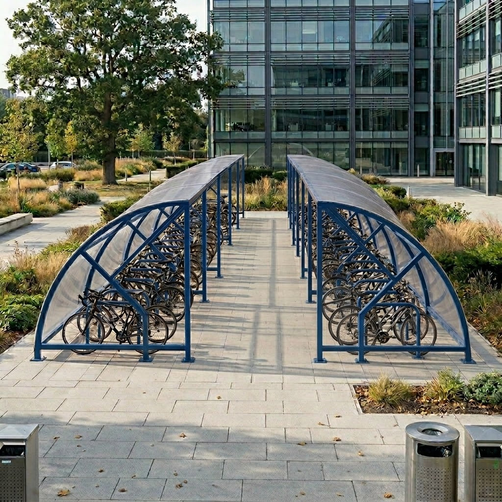 Heavy Duty 48 Bike Compound Shelter – Large Outdoor Covered Cycle Parking System