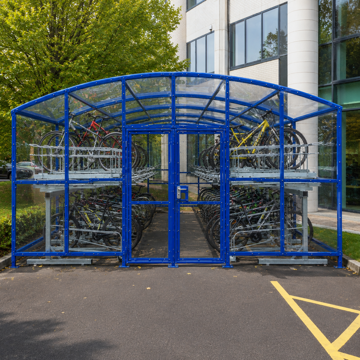 Heavy Duty 60 Bike Two Tier Closed Outdoor Cycle Shelter