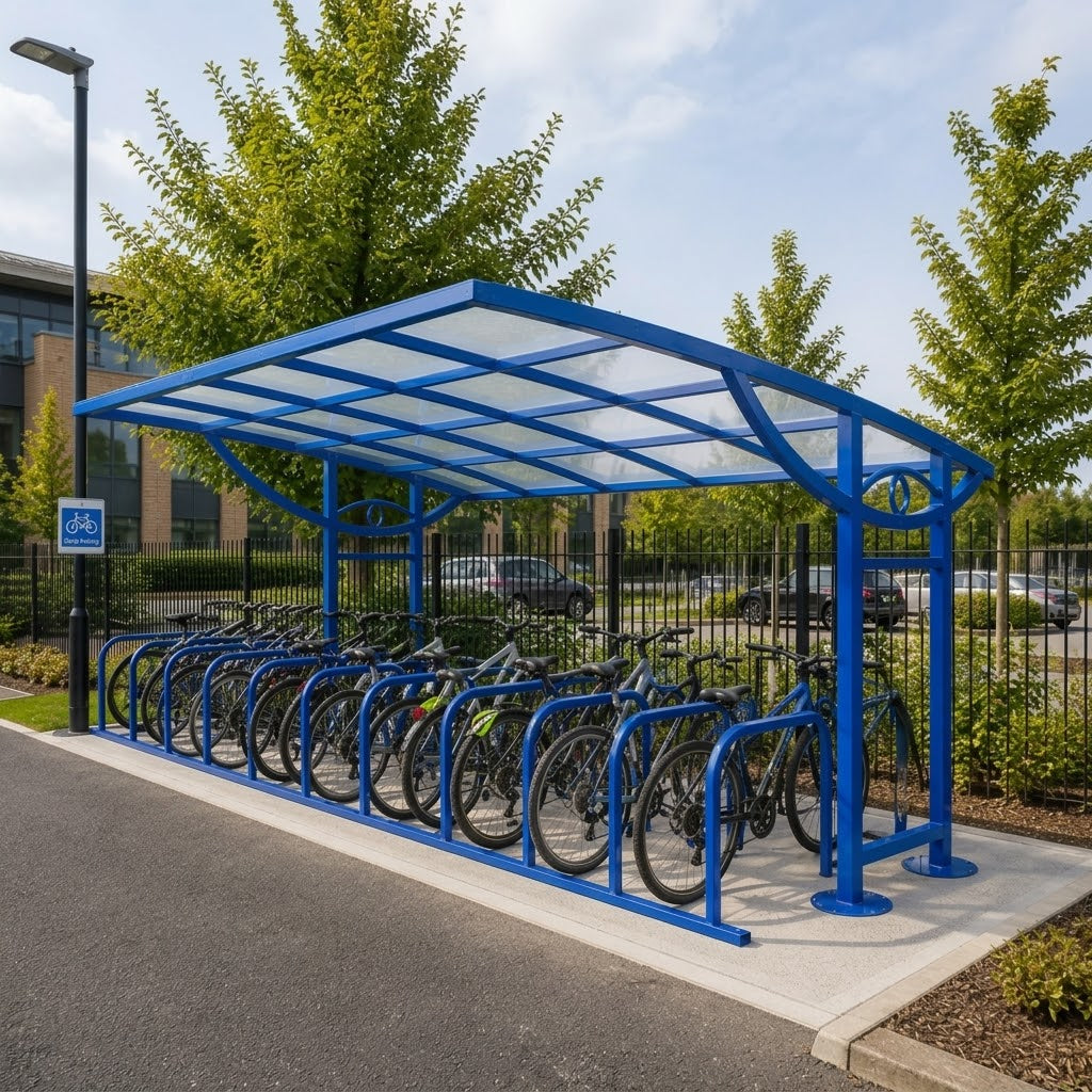 Heavy Duty Double Cycle Shelter – 28 Bike Capacity Steel Outdoor Storage Canopy