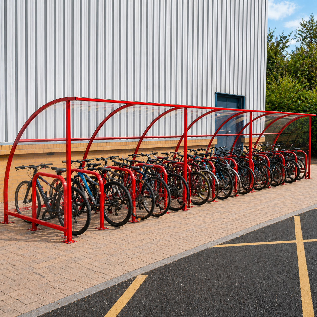 Heavy Duty Steel Cycle Shelter – Open Front Bike Storage Canopy (Up to 30 Cycles Capacity) – Galvanised Frame, Weatherproof Outdoor Shelter