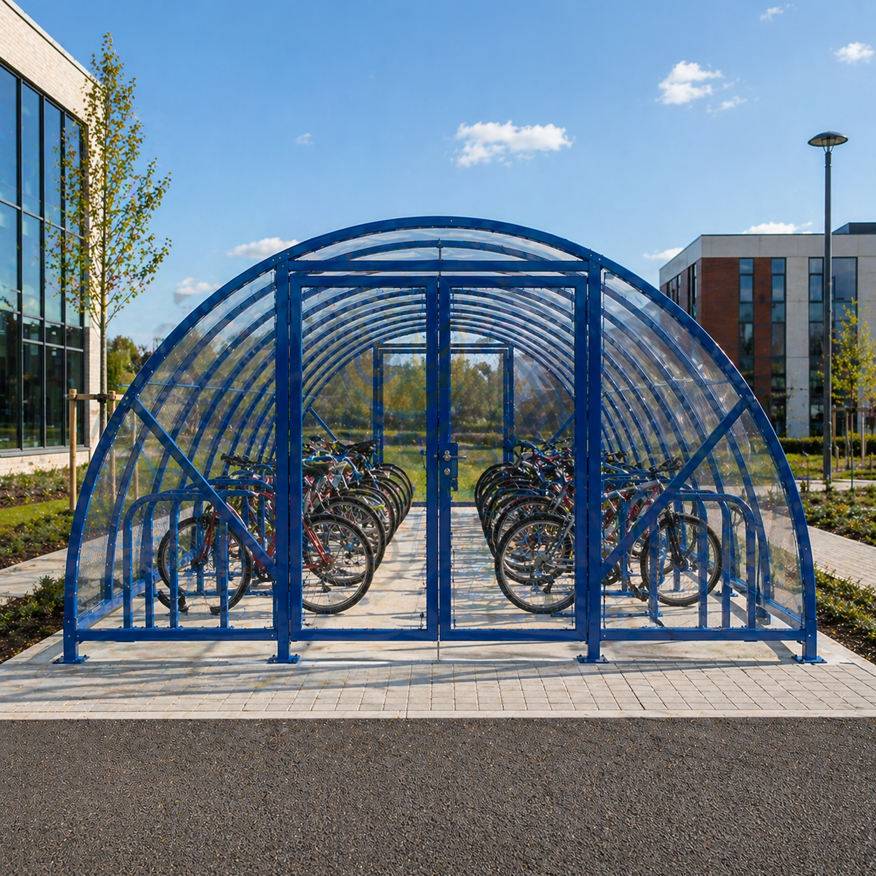 High Capacity Cycle Shelter for 40 Bikes – Secure Enclosed Steel Storage Unit