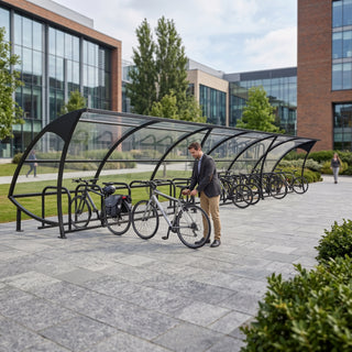 Heavy Duty Steel Cycle Shelter – Open Front Bike Storage Canopy (Up to 30 Cycles Capacity) – Galvanised Frame, Weatherproof Outdoor Shelter