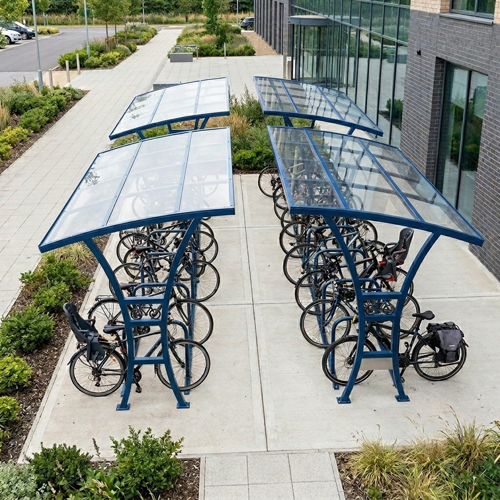 Large 40 Cycle Parking Shelter – Double Entry Outdoor Bike Storage System with Weather Cover