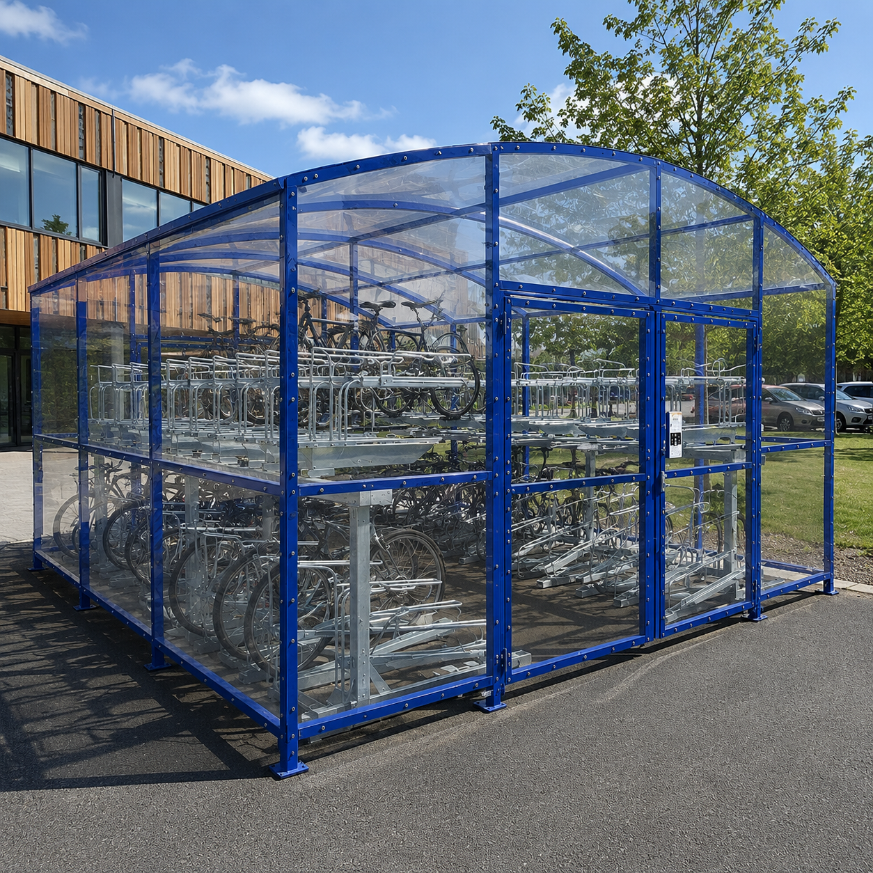 Large Capacity 160 Bicycle Storage Shelter – Secure Double Deck Outdoor Cycle Compound