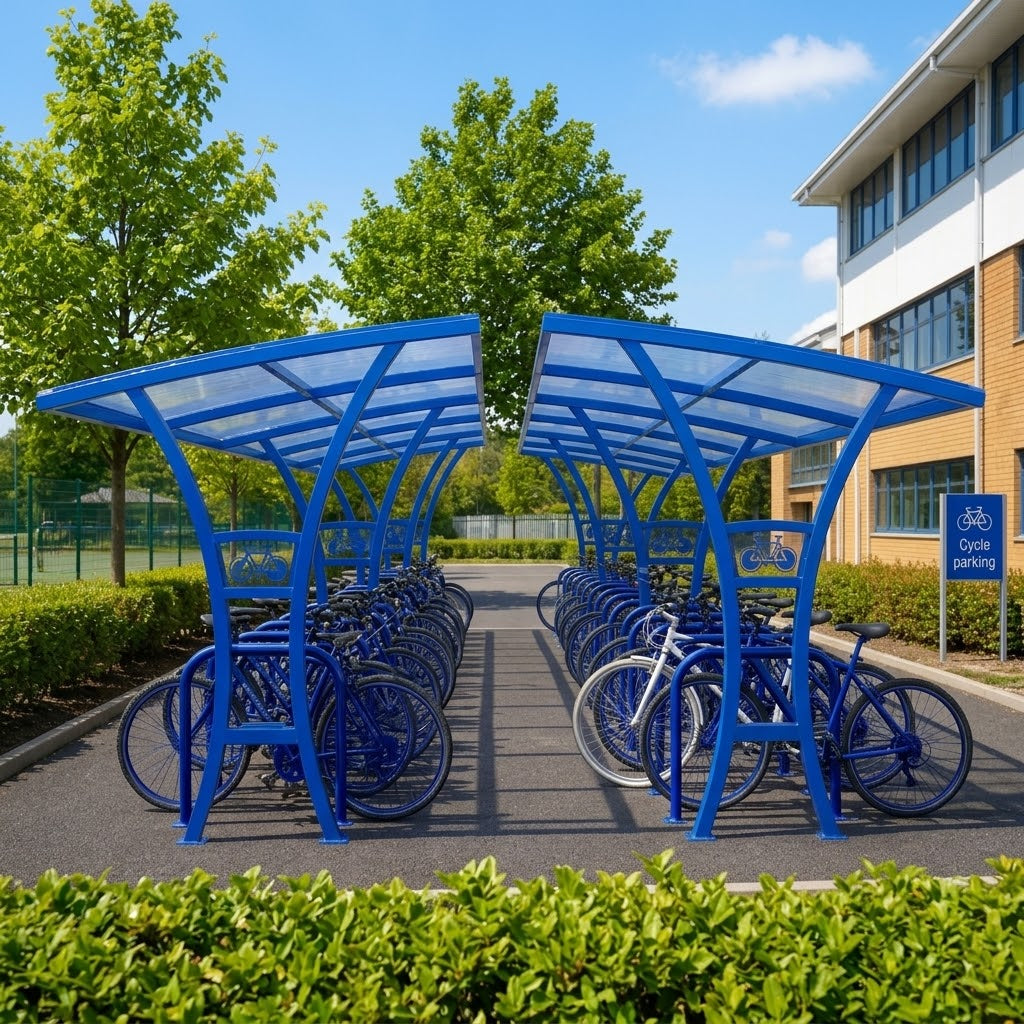 Large Capacity 60 Bike Cycle Shelter – Double-Sided Steel Outdoor Bicycle Storage System