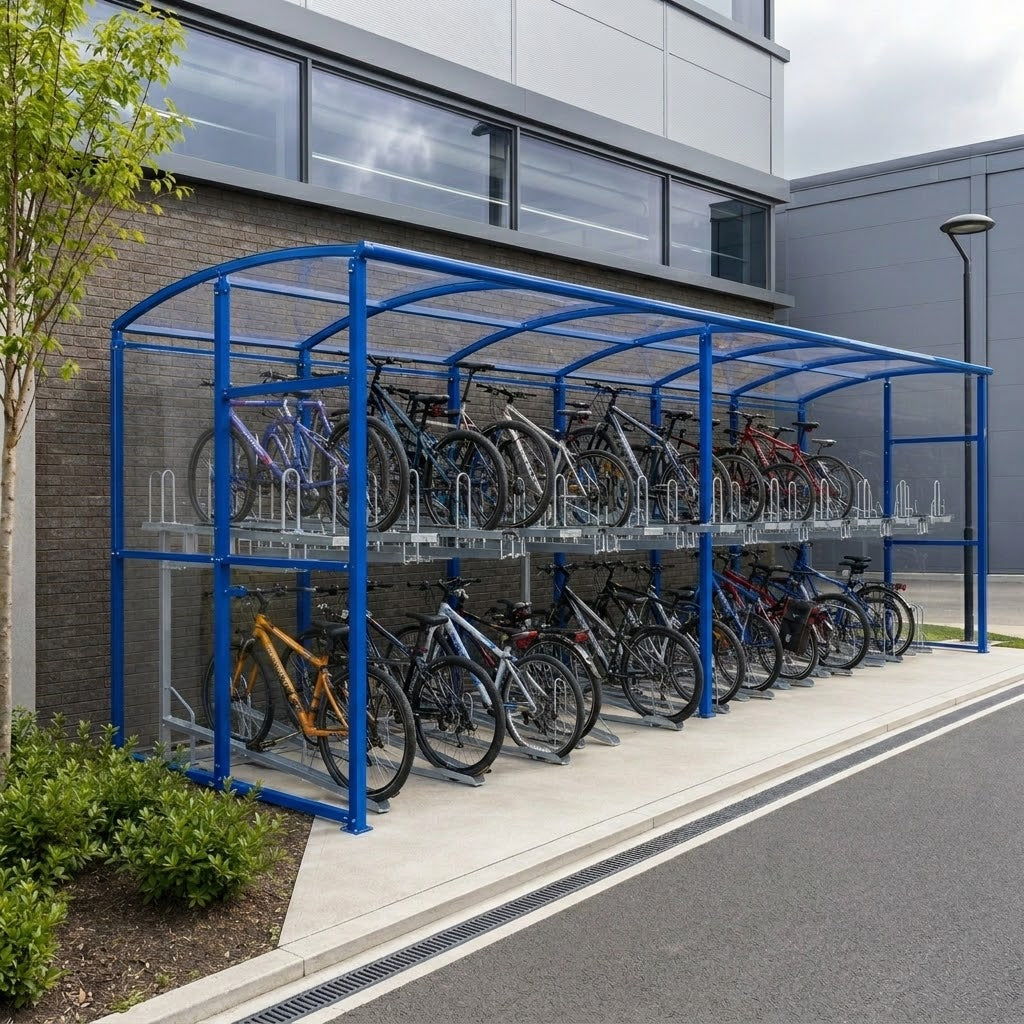 Large Capacity Outdoor Bicycle Storage Shelter for 100 Bikes