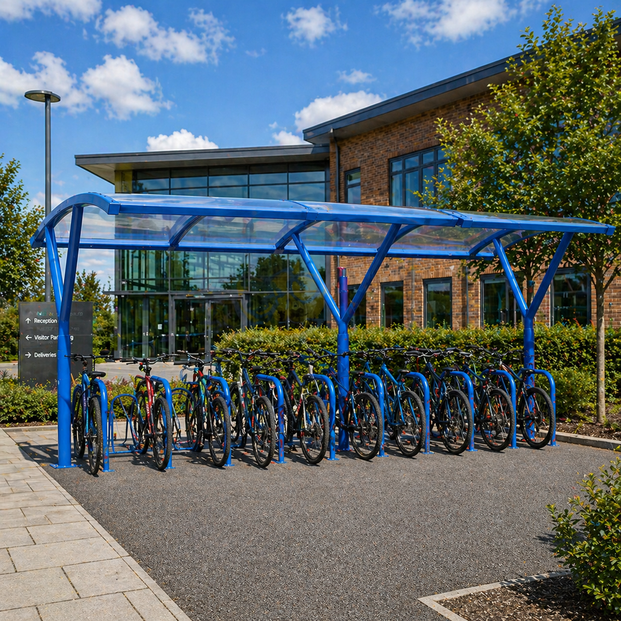 Large Capacity Outdoor Cycle Shelter – 30 Bike Storage Rack with Steel Frame & Weatherproof Roof