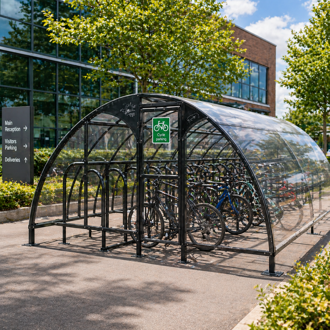 Large Capacity Secure Bike Storage Shelter – 60 Cycle Covered Compound System for Commercial & Public Use