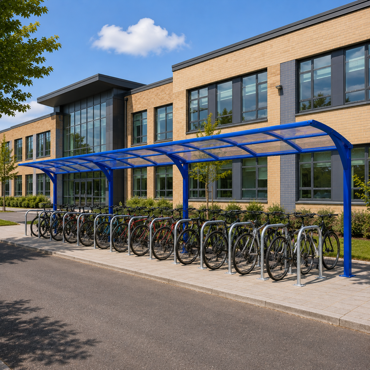 Modern 20 Bicycle Parking Shelter – Steel Cantilever Outdoor Cycle Canopy