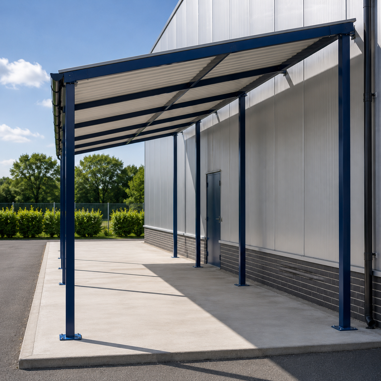 Mono Pitch 60 Series Steel Sheet Roof Canopy for Entrances & Walkways