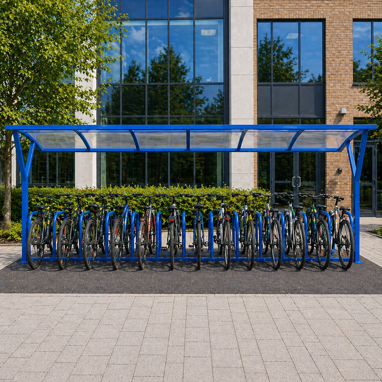 Outdoor 14 Bike Cycle Shelter – Galvanised Steel Frame with UV-Protected Roof Panel