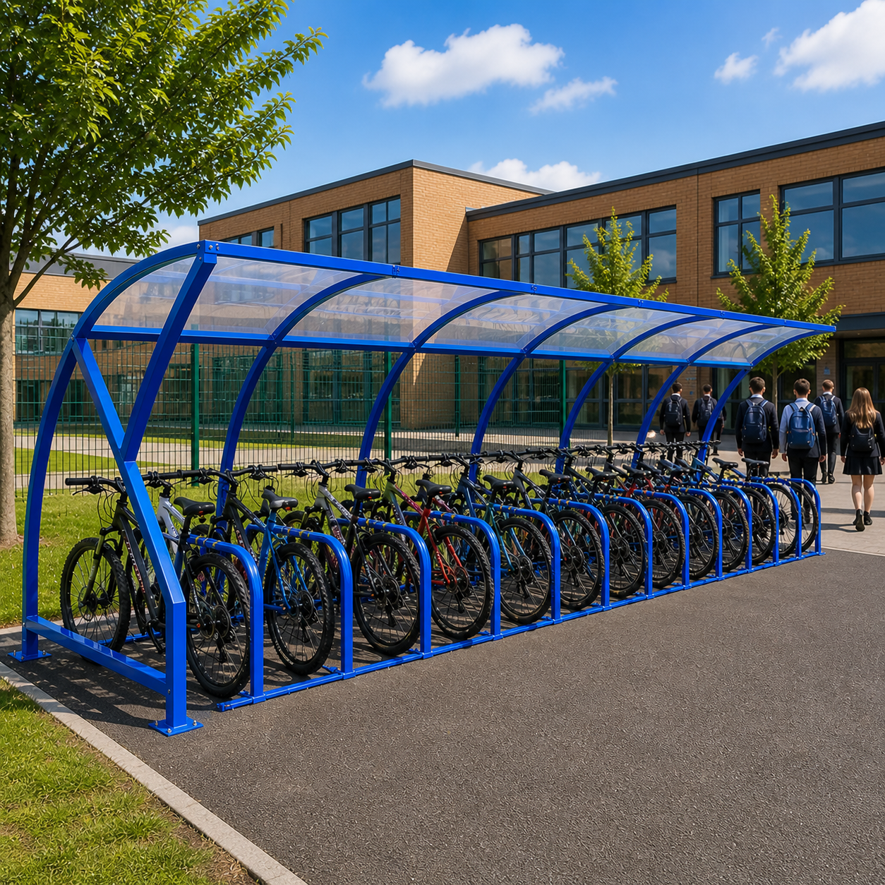 Outdoor Cycle Shelter for 30 Bikes – Heavy Duty Steel Bicycle Parking Cover