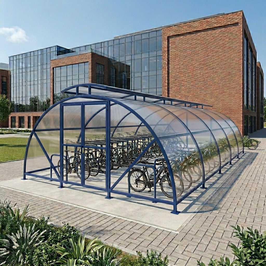 Premium 48-Bike Secure Lockable Compound Cycle Shelter with Vented Roof