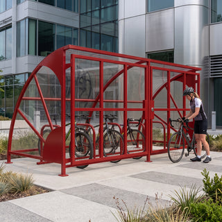 10 Cycle Secure Bike Storage Shelter – Lockable Steel Cycle Shelter with Galvanised Frame & Polycarbonate Roof Panels – Outdoor Bicycle Storage Unit