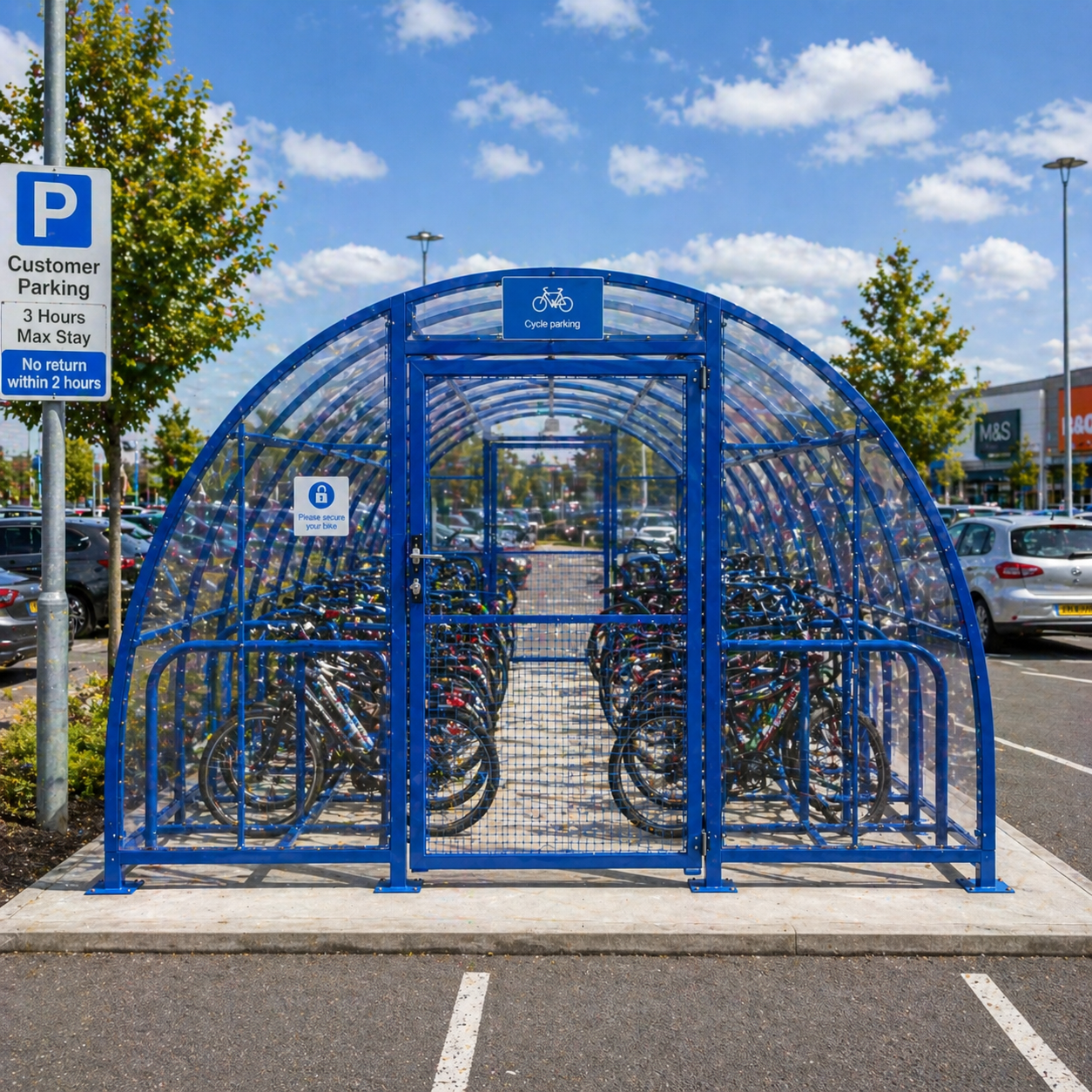 Secure 48 Bike Shelter – Weatherproof Covered Cycle Storage with Locking Door