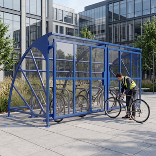 10 Cycle Secure Bike Storage Shelter – Lockable Steel Cycle Shelter with Galvanised Frame & Polycarbonate Roof Panels – Outdoor Bicycle Storage Unit