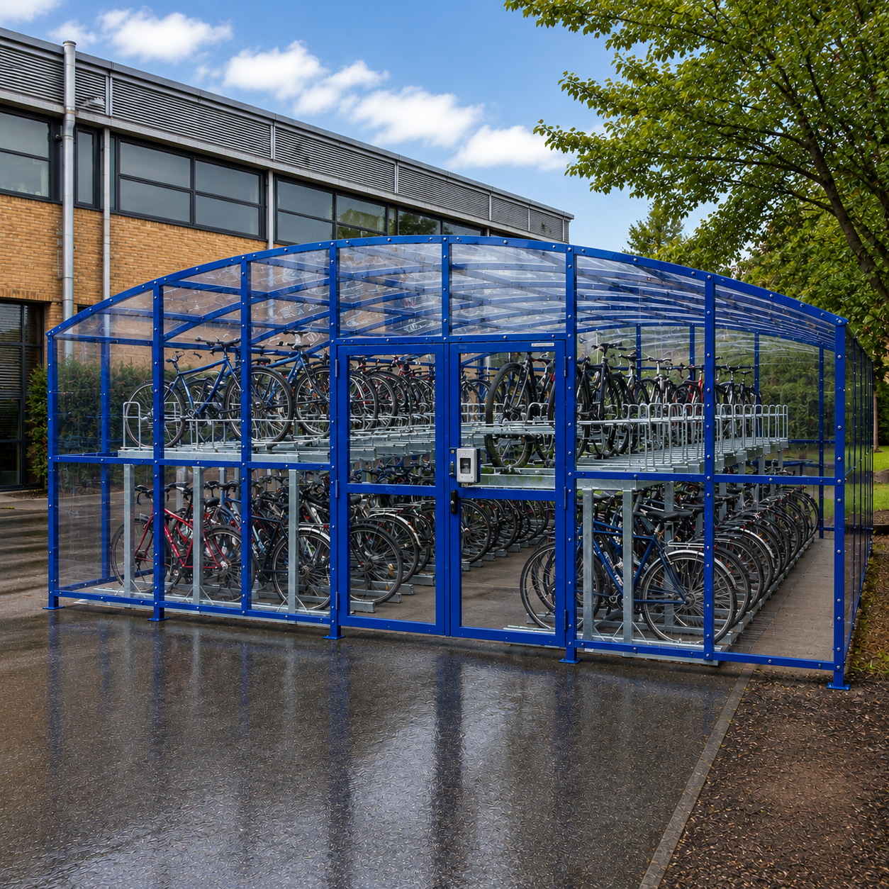 Ultra High Capacity 200 Bicycle Shelter – Secure Double Deck Outdoor Cycle Storage Compound