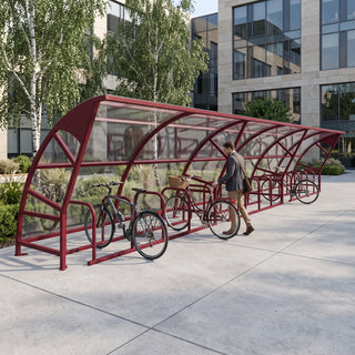 Heavy Duty Steel Cycle Shelter – Open Front Bike Storage Canopy (Up to 30 Cycles Capacity) – Galvanised Frame, Weatherproof Outdoor Shelter