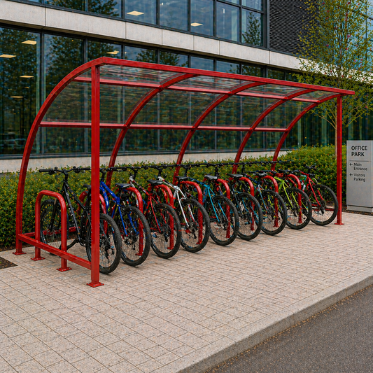 10 Cycle Bike Shelter – Curved Roof Steel Bicycle Storage with Weather Protection
