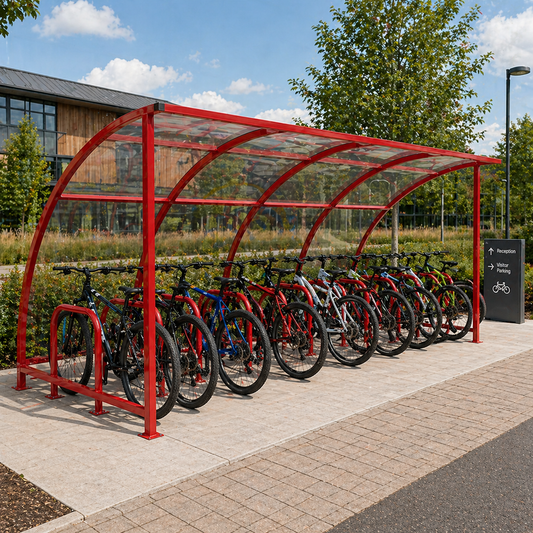 10 Cycle Bike Shelter – Curved Roof Steel Bicycle Storage with Weather Protection