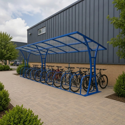 14-Bike Covered Cycle Parking Shelter with Galvanised Stands