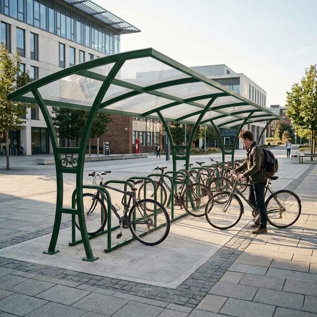 30 Cycle Bike Shelter – Heavy-Duty Galvanised Steel Frame with Polycarbonate Roof