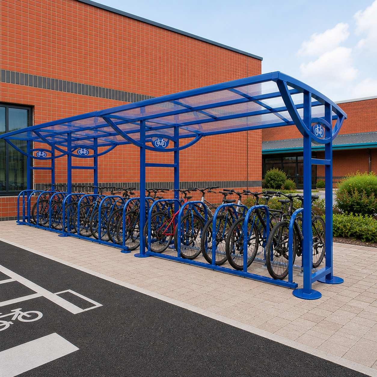 30 Bike Single Entry Cycle Shelter – Heavy Duty Covered Bicycle Parking Shelter
