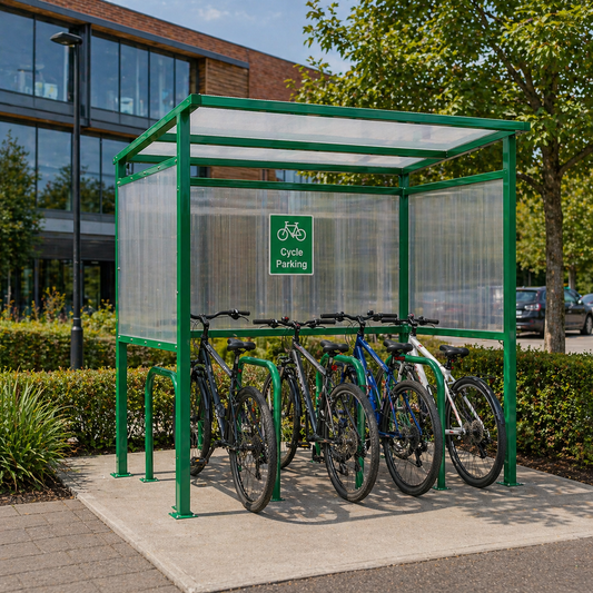 4 Bike Cycle Shelter – Heavy Duty Steel Bicycle Storage Canopy with Weather Protection (Open Front Design)