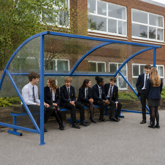 4m x 2m Heavy-Duty Outdoor Teen Shelter with Curved Steel Frame and Clear Roof Panels