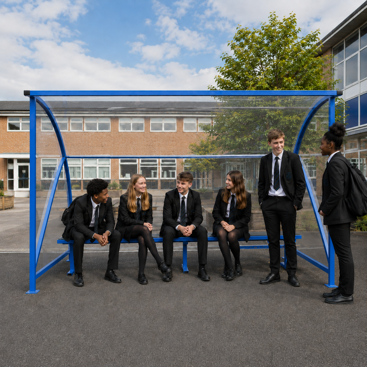 4m x 2m Heavy-Duty Outdoor Teen Shelter with Curved Steel Frame and Clear Roof Panels
