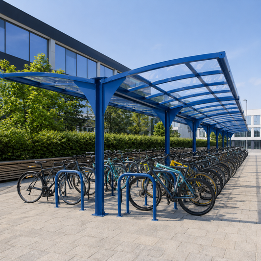 60 Space Heavy-Duty Cycle Shelter – Double-Sided Outdoor Bike Parking Canopy