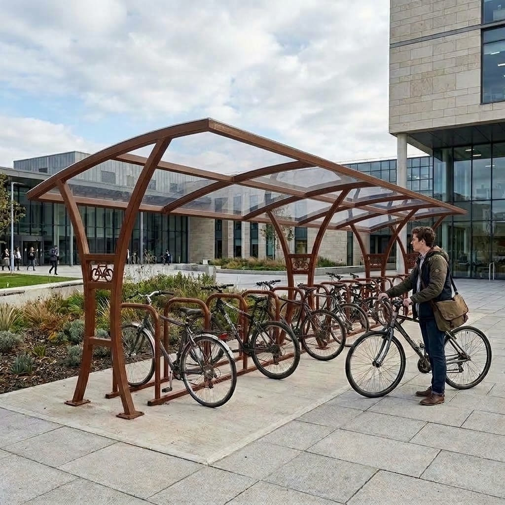 30 Cycle Bike Shelter – Heavy-Duty Galvanised Steel Frame with Polycarbonate Roof